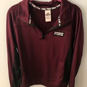 PINK Victoria Secret’s Ultimate quarter zip pullover burgundy workout sweatshirt